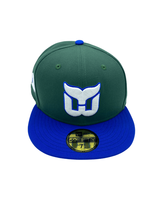 New Era Fitted Hat Adult Hartford Whalers New Era Green Pinky Custom Side Patch 59FIFTY Fitted Hat - Men's