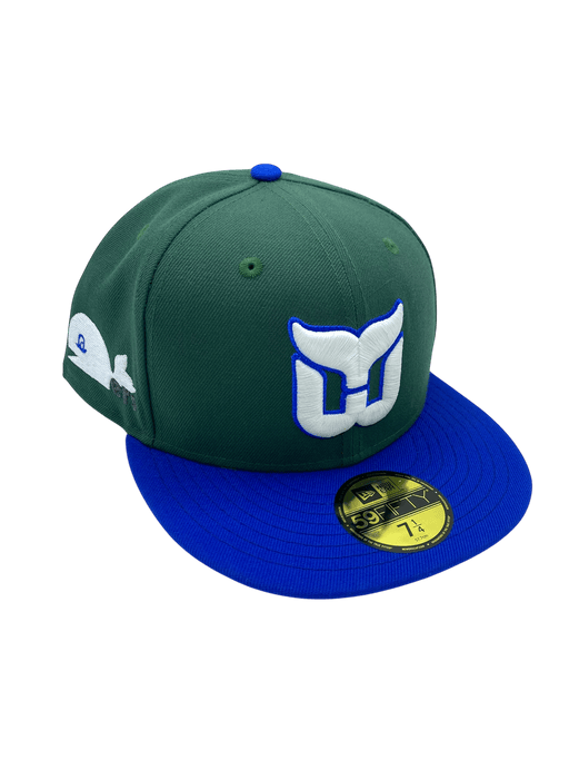 New Era Fitted Hat Adult Hartford Whalers New Era Green Pinky Custom Side Patch 59FIFTY Fitted Hat - Men's