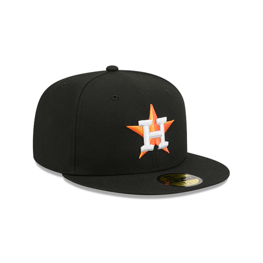 New Era Fitted Hat Adult Houston Astros New Era Black/Team Basic 59FIFTY Fitted Hat - Men's