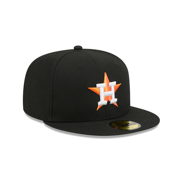 New Era Fitted Hat Adult Houston Astros New Era Black/Team Basic 59FIFTY Fitted Hat - Men's