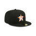 New Era Fitted Hat Adult Houston Astros New Era Black/Team Basic 59FIFTY Fitted Hat - Men's