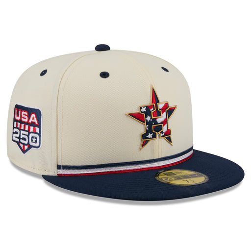 New Era Fitted Hat Adult Houston Astros New Era Cream/ Navy 2026 Fourth of July On Field 59FIFTY Fitted Hat - Men's