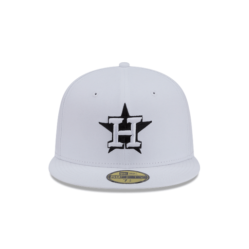 New Era Fitted Hat Adult Houston Astros New Era White/Black Basic 59FIFTY Fitted Hat - Men's