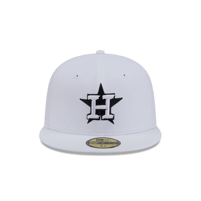 New Era Fitted Hat Adult Houston Astros New Era White/Black Basic 59FIFTY Fitted Hat - Men's