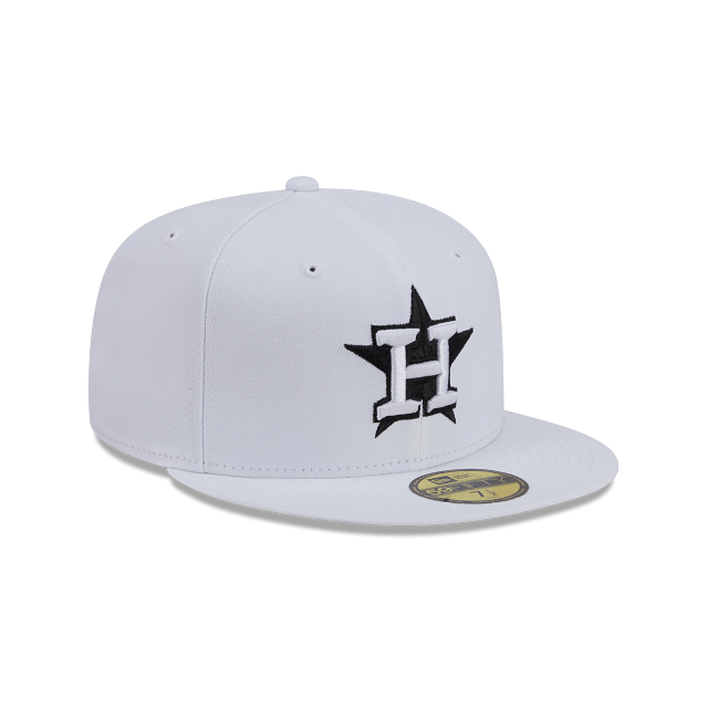 New Era Fitted Hat Adult Houston Astros New Era White/Black Basic 59FIFTY Fitted Hat - Men's
