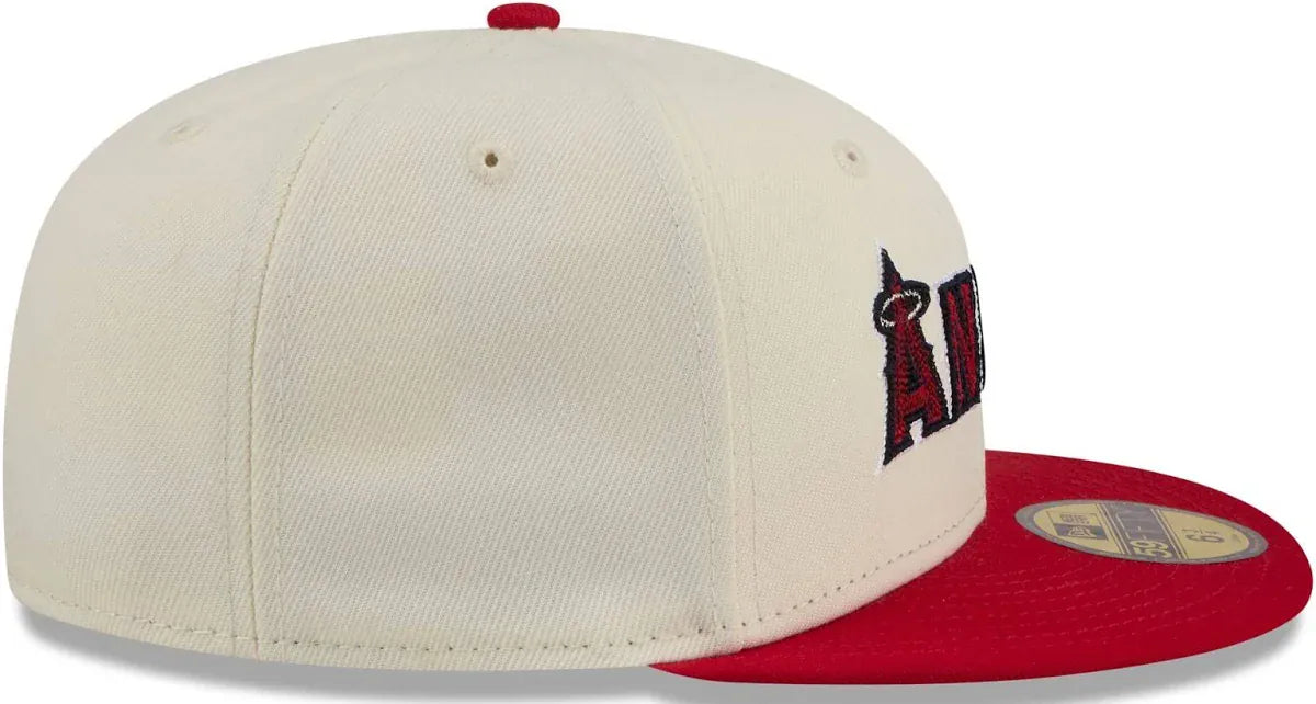 New Era Fitted Hat Adult Los Angeles Angels New Era Chrome 2 Tone Chain Stitch Logo 59FIFTY Fitted Hat - Men's