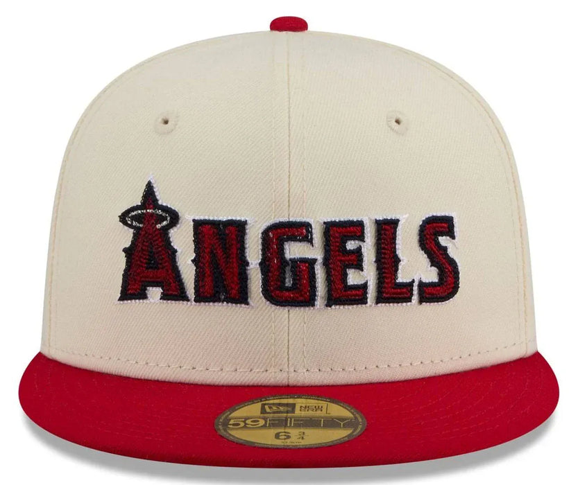 New Era Fitted Hat Adult Los Angeles Angels New Era Chrome 2 Tone Chain Stitch Logo 59FIFTY Fitted Hat - Men's