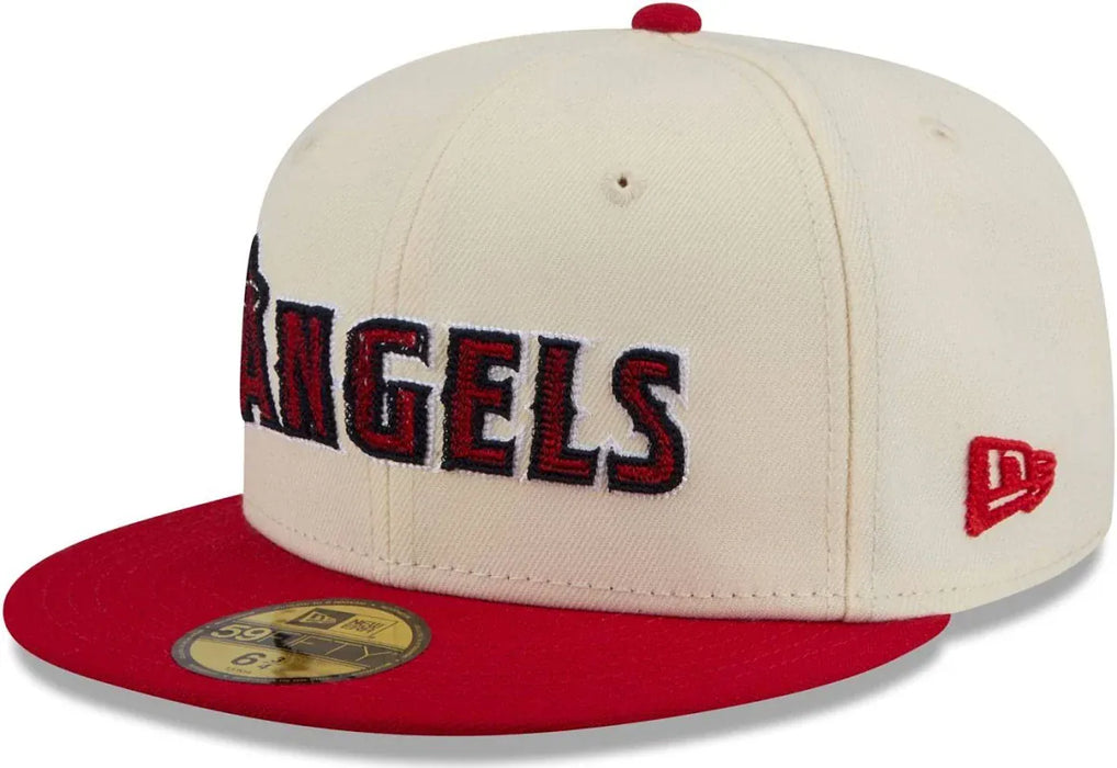 New Era Fitted Hat Adult Los Angeles Angels New Era Chrome 2 Tone Chain Stitch Logo 59FIFTY Fitted Hat - Men's