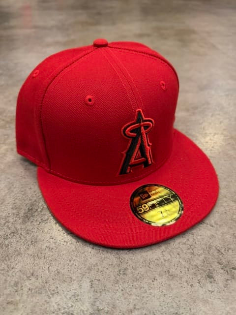 New Era Fitted Hat Adult Los Angeles Angels New Era Red and black Collection 59FIFTY Fitted Hat - Men's