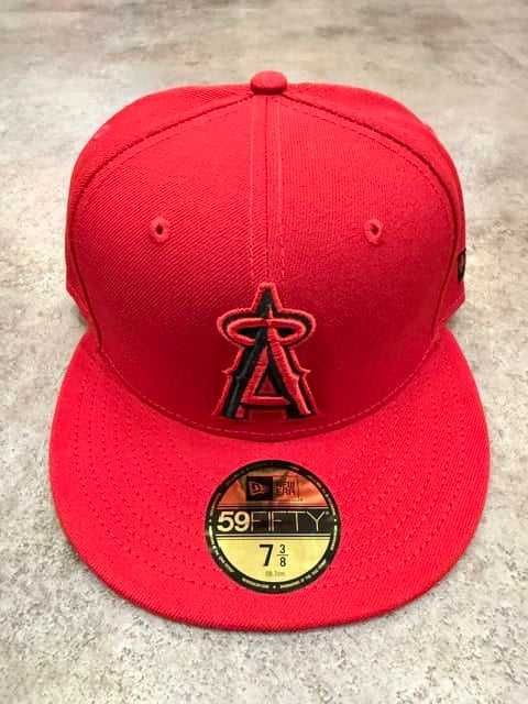 New Era Fitted Hat Adult Los Angeles Angels New Era Red and black Collection 59FIFTY Fitted Hat - Men's