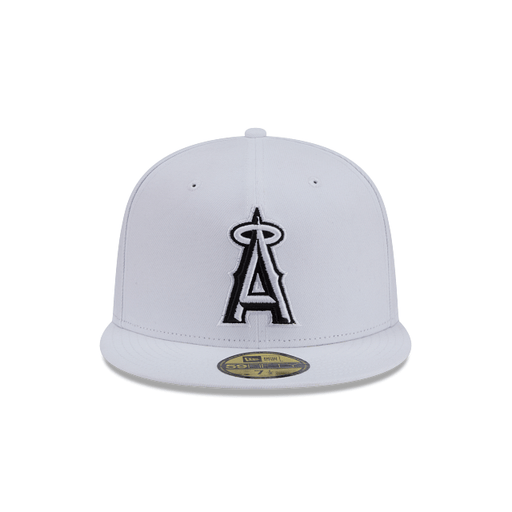New Era Fitted Hat Adult Los Angeles Angels New Era White/Black Basic 59FIFTY Fitted Hat - Men's