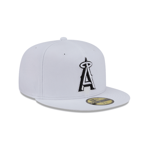New Era Fitted Hat Adult Los Angeles Angels New Era White/Black Basic 59FIFTY Fitted Hat - Men's