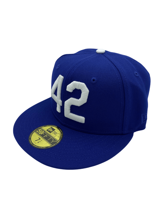 Adult Los Angeles Dodgers New Era Blue 42 Side Patch 59FIFTY Fitted Hat - Men's