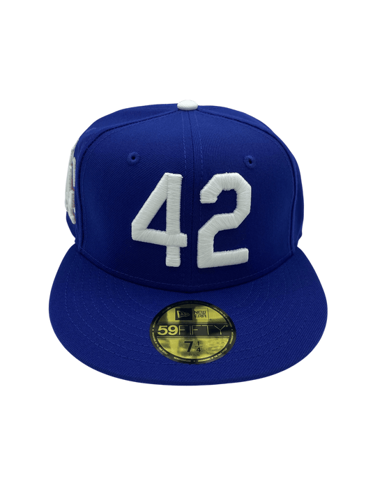 Adult Los Angeles Dodgers New Era Blue 42 Side Patch 59FIFTY Fitted Hat - Men's