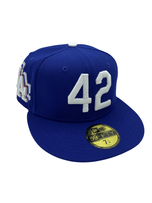 Adult Los Angeles Dodgers New Era Blue 42 Side Patch 59FIFTY Fitted Hat - Men's
