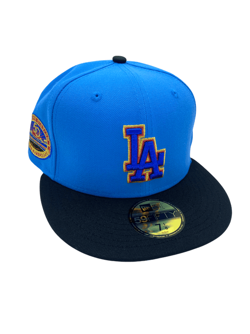 New Era Fitted Hat Adult Los Angeles Dodgers New Era Blue/Black Movie Pack Custom Side Patch 59FIFTY Fitted Hat - Men's