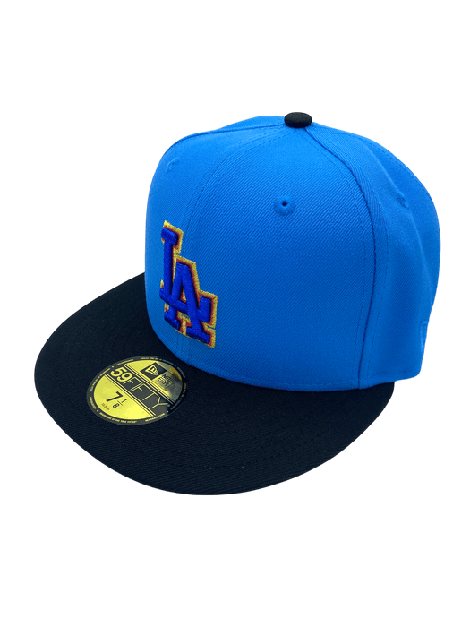 New Era Fitted Hat Adult Los Angeles Dodgers New Era Blue/Black Movie Pack Custom Side Patch 59FIFTY Fitted Hat - Men's