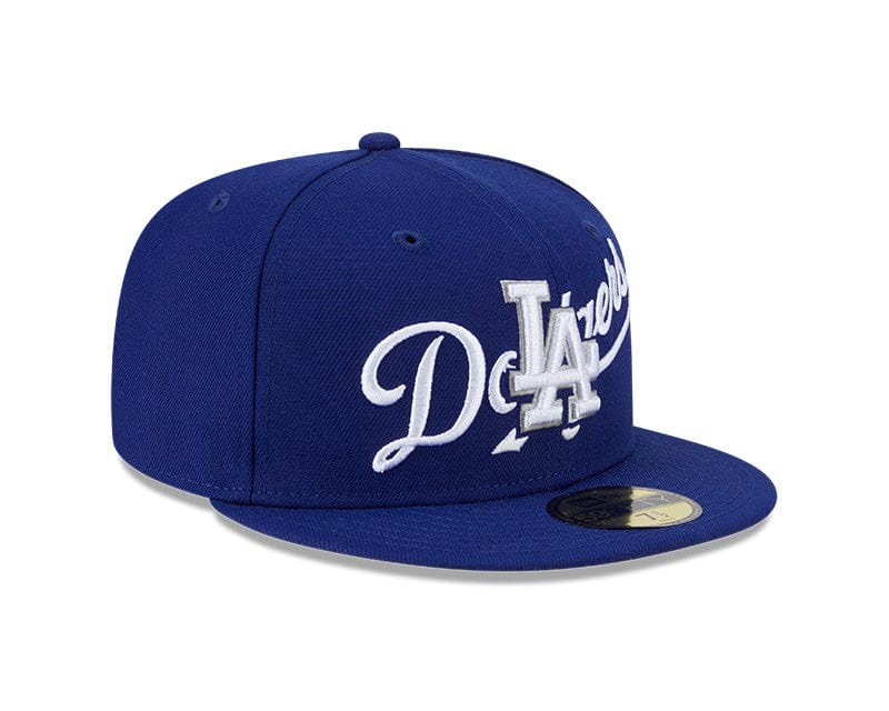 Adult Los Angeles Dodgers New Era Blue Overlap 59FIFTY Fitted Hat - Men's