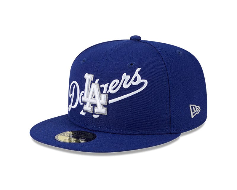 Adult Los Angeles Dodgers New Era Blue Overlap 59FIFTY Fitted Hat - Men's