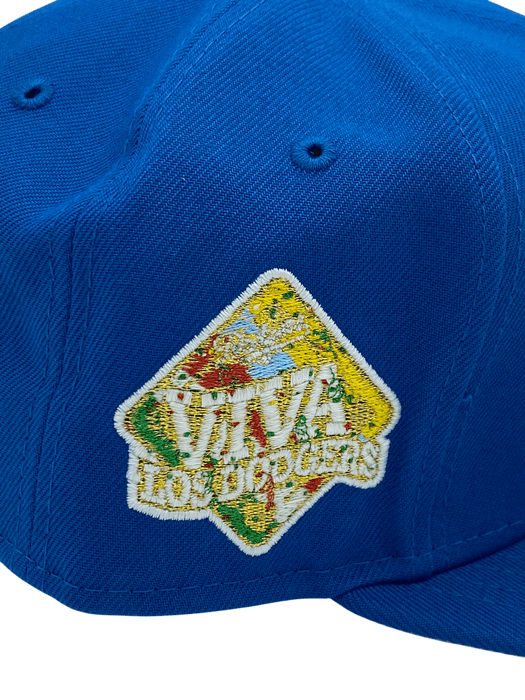 Adult Los Angeles Dodgers New Era Seashore Blue Viva Los Dodgers Side Patch 59FIFTY Fitted Hat - Men's
