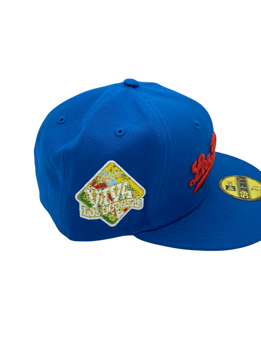 Adult Los Angeles Dodgers New Era Seashore Blue Viva Los Dodgers Side Patch 59FIFTY Fitted Hat - Men's