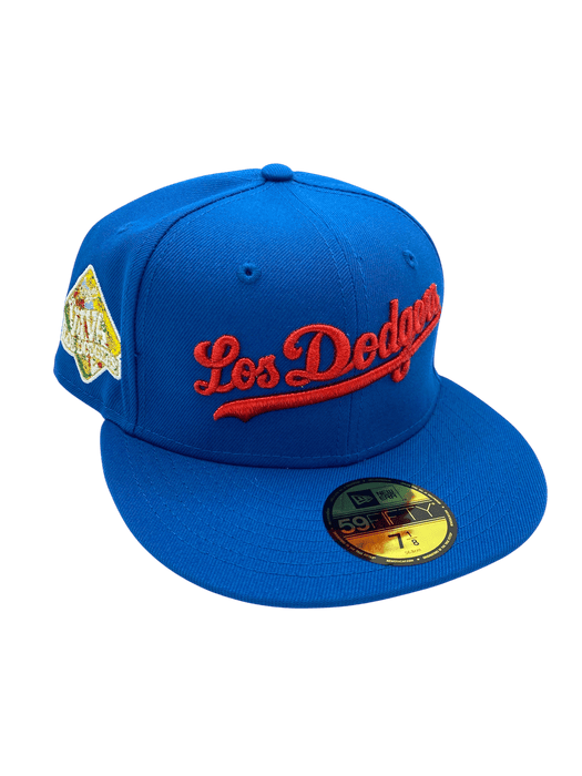 Adult Los Angeles Dodgers New Era Seashore Blue Viva Los Dodgers Side Patch 59FIFTY Fitted Hat - Men's