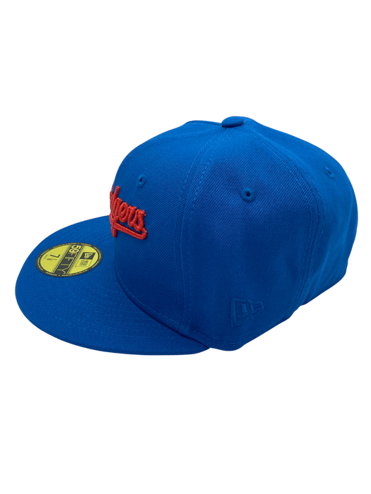 Adult Los Angeles Dodgers New Era Seashore Blue Viva Los Dodgers Side Patch 59FIFTY Fitted Hat - Men's