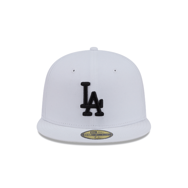 New Era Fitted Hat Adult Los Angeles Dodgers New Era White/Black Basic 59FIFTY Fitted Hat - Men's