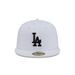 New Era Fitted Hat Adult Los Angeles Dodgers New Era White/Black Basic 59FIFTY Fitted Hat - Men's