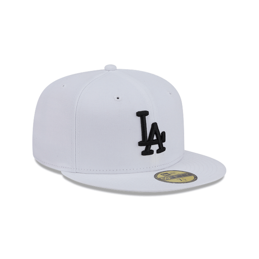 New Era Fitted Hat Adult Los Angeles Dodgers New Era White/Black Basic 59FIFTY Fitted Hat - Men's
