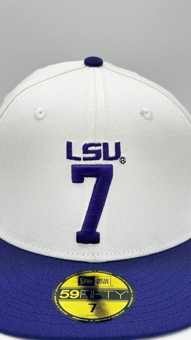 New Era Fitted Hat Adult Louisiana State White New Era LSU Legends #7 Custom 59FIFTY Fitted Hat - Men's