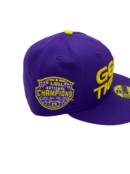 New Era Fitted Hat Adult LSU Tigers New Era Purple Geaux Tigers Custom Side Patch 59FIFTY Fitted Hat - Men's