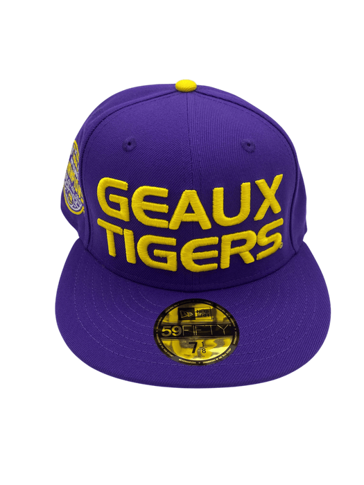 New Era Fitted Hat Adult LSU Tigers New Era Purple Geaux Tigers Custom Side Patch 59FIFTY Fitted Hat - Men's