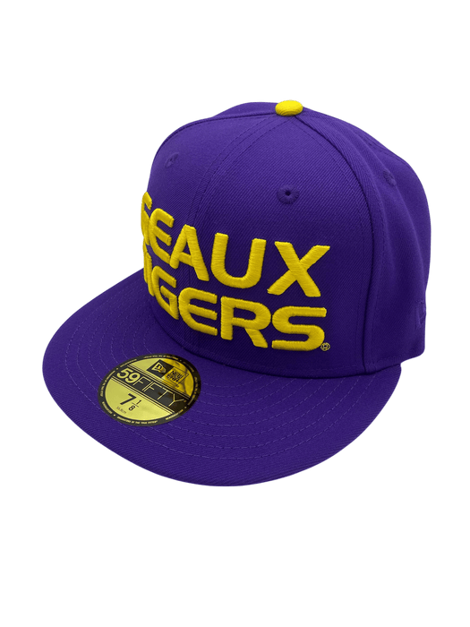 New Era Fitted Hat Adult LSU Tigers New Era Purple Geaux Tigers Custom Side Patch 59FIFTY Fitted Hat - Men's