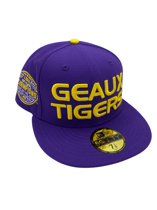 New Era Fitted Hat Adult LSU Tigers New Era Purple Geaux Tigers Custom Side Patch 59FIFTY Fitted Hat - Men's
