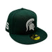 New Era Fitted Hat Adult Michigan State Spartans New Era Green NCAA 'Blue Bloods' Custom 59FIFTY Fitted Hat - Men's