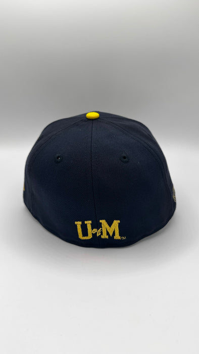 New Era Fitted Hat Adult Michigan Wolverines Navy New Era Mascot Head Custom 59FIFTY Fitted Hat - Men's