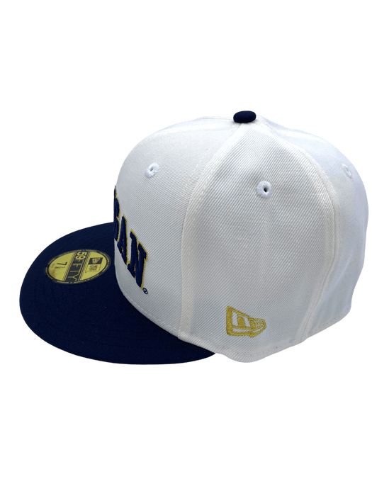 New Era Fitted Hat Adult Michigan Wolverines New Era Chrome/Navy Custom Side Patch 59FIFTY Fitted Hat - Men's