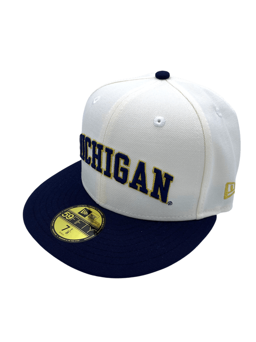 New Era Fitted Hat Adult Michigan Wolverines New Era Chrome/Navy Custom Side Patch 59FIFTY Fitted Hat - Men's
