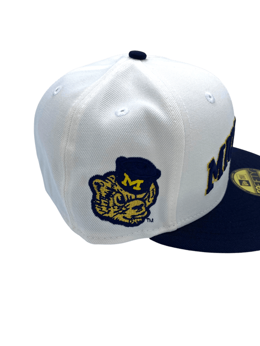 New Era Fitted Hat Adult Michigan Wolverines New Era Chrome/Navy Custom Side Patch 59FIFTY Fitted Hat - Men's