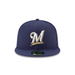 New Era Fitted Hat Adult Milwaukee Brewers New Era Navy 2017 Home Authentic Collection On-Field 59FIFTY Fitted Hat - Men's