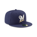 New Era Fitted Hat Adult Milwaukee Brewers New Era Navy 2017 Home Authentic Collection On-Field 59FIFTY Fitted Hat - Men's