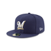 New Era Fitted Hat Adult Milwaukee Brewers New Era Navy 2017 Home Authentic Collection On-Field 59FIFTY Fitted Hat - Men's