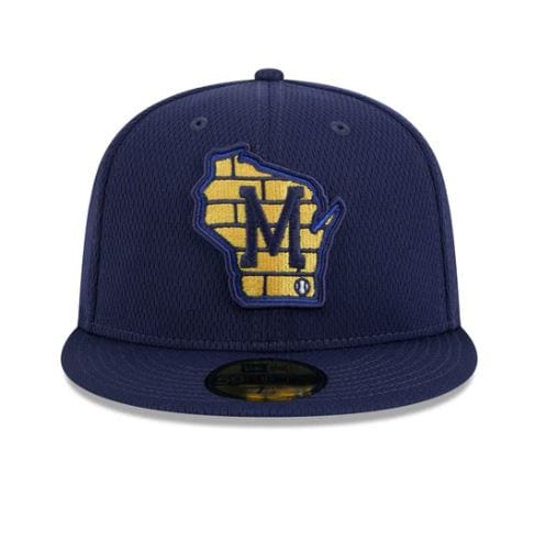 Adult Milwaukee Brewers New Era Navy 2025 MLB Alternate Clubhouse 59FIFTY Fitted Hat - Men's