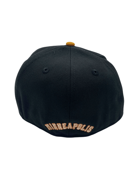 New Era Fitted Hat Adult Minneapolis Millers New Era Black/Brown Rust Side Patch 59FIFTY Fitted Hat - Men's