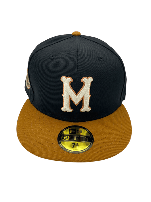 New Era Fitted Hat Adult Minneapolis Millers New Era Black/Brown Rust Side Patch 59FIFTY Fitted Hat - Men's