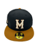 New Era Fitted Hat Adult Minneapolis Millers New Era Black/Brown Rust Side Patch 59FIFTY Fitted Hat - Men's