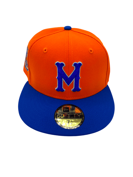 New Era Fitted Hat Adult Minneapolis Millers New Era Orange/Blue Custom Side Patch 59FIFTY Fitted Hat - Men's