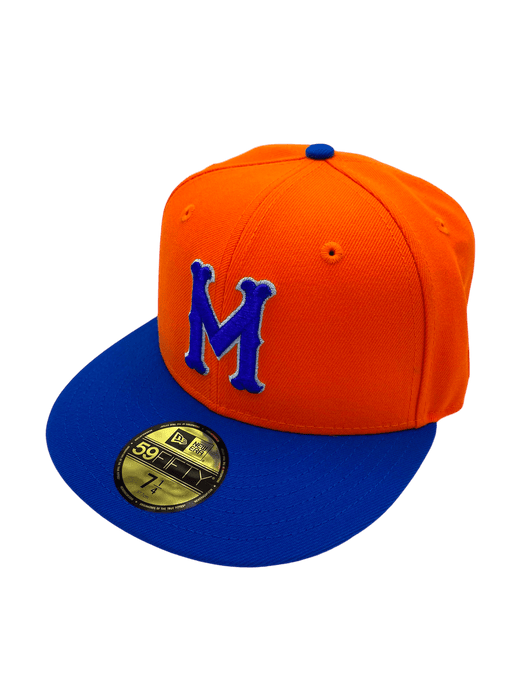 New Era Fitted Hat Adult Minneapolis Millers New Era Orange/Blue Custom Side Patch 59FIFTY Fitted Hat - Men's