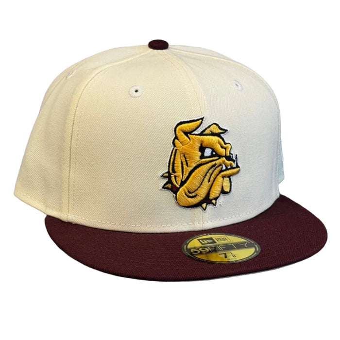 New Era Fitted Hat Adult Minnesota-Duluth Bulldogs New Era Chrome/Maroon Modern Gopher Custom 59FIFTY Fitted Hat - Men's